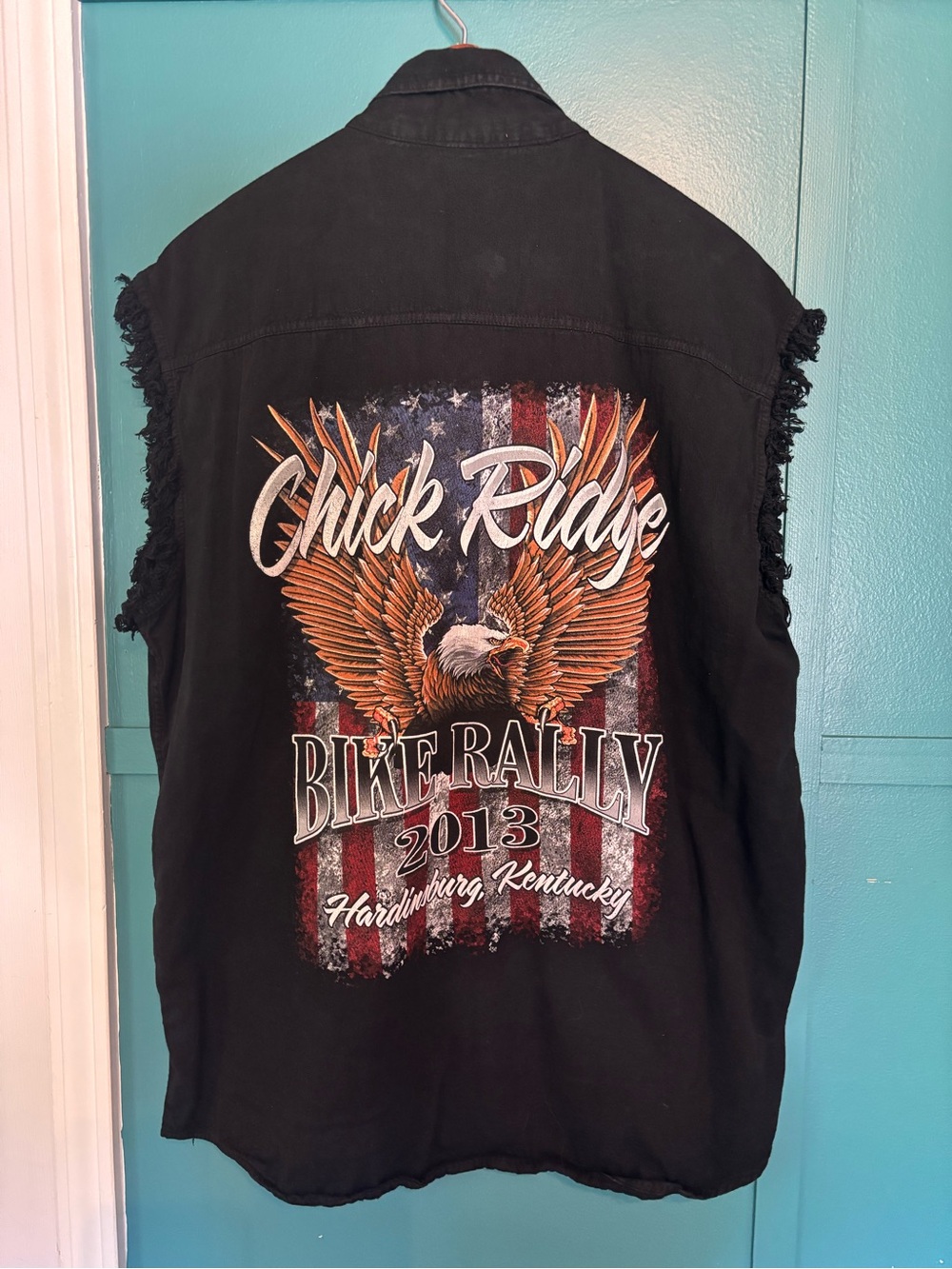 Bikerwear USA Chick Ridge Bike Rally 2013 Sleeveless Back Print Shirt Size XL